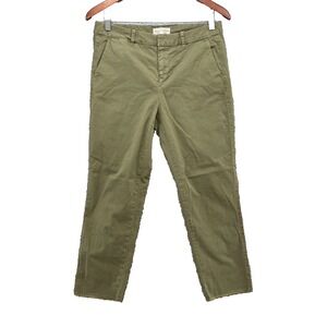 Nili Lotan Chino Pants Womens 6 Green Cropped Ankle Mid Rise Classic Teacher